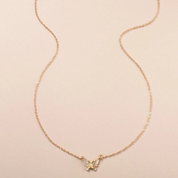 3/$30 NEW! Butterfly Charm Necklace Rhinestone Decor Dainty Boho - Picture 2 of 5